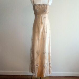 Y2K Shimmery Floral Beaded Princess Prom Dress